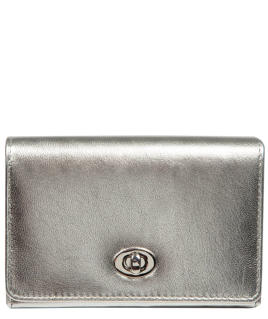 'Adriana' Metallic Silver Leather Purse - Image 1