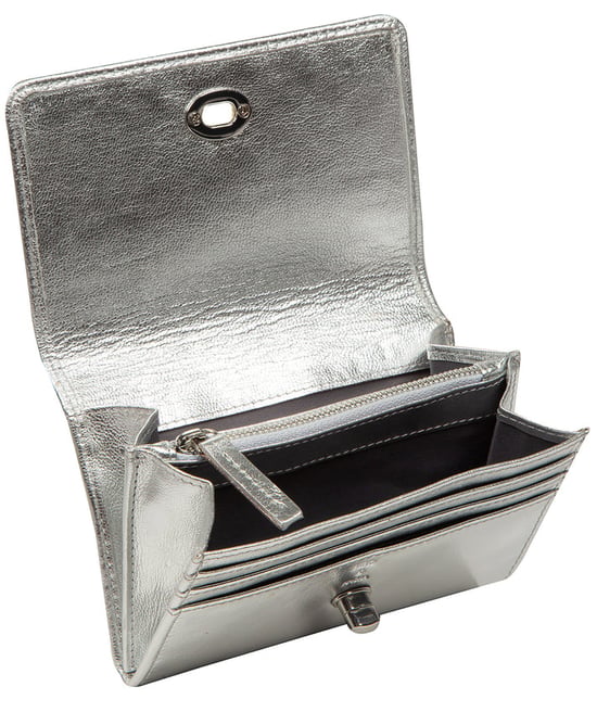 'Adriana' Metallic Silver Leather Purse - Image 2