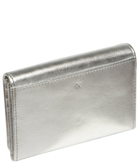 'Adriana' Metallic Silver Leather Purse - Image 3