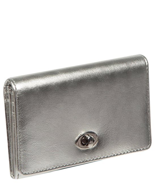 'Adriana' Metallic Silver Leather Purse - Image 4