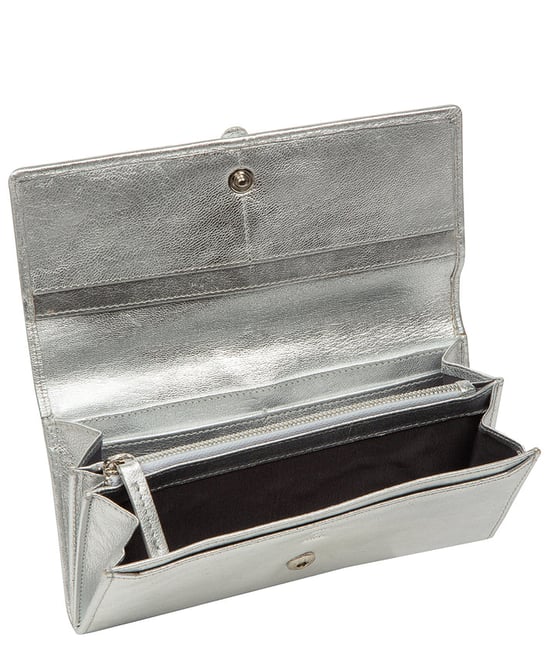 'Flavia' Metallic Silver Leather Purse - Image 2