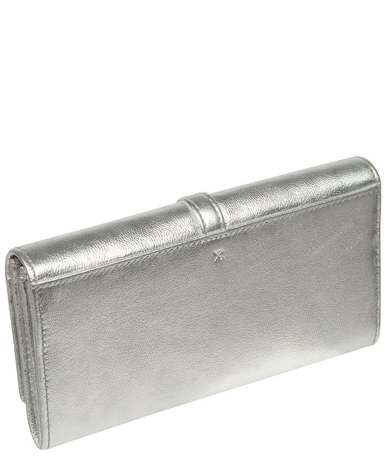 'Flavia' Metallic Silver Leather Purse - Image 3