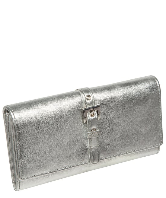'Flavia' Metallic Silver Leather Purse - Image 4