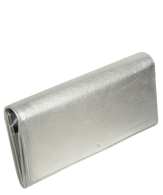 'Mirella' Metallic Silver Leather Purse - Image 5