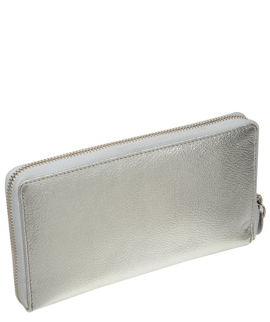 'Serafina' Metallic Silver Leather Purse - Image 4