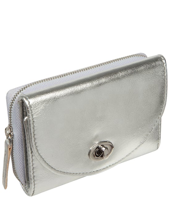 'Clara' Metallic Silver Leather Purse - Image 3