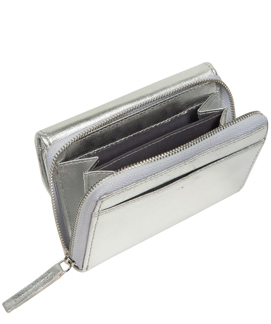 'Clara' Metallic Silver Leather Purse - Image 4