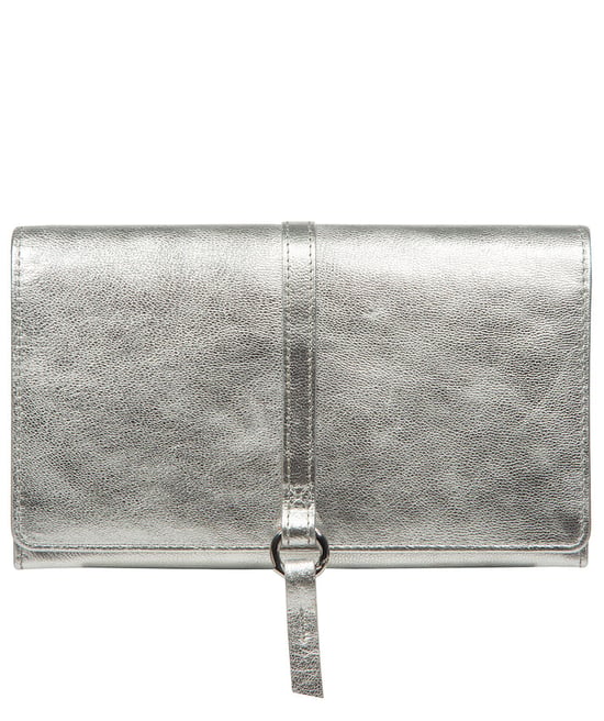 'Floriana' Metallic Silver Leather Purse - Image 1