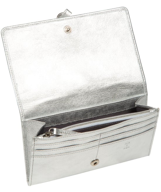 'Floriana' Metallic Silver Leather Purse - Image 2
