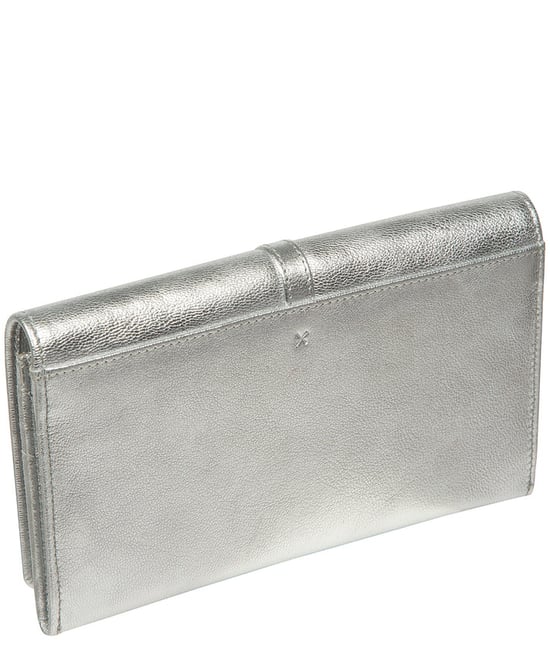 'Floriana' Metallic Silver Leather Purse - Image 3