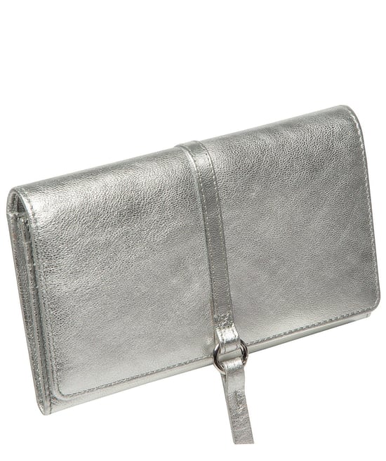 'Floriana' Metallic Silver Leather Purse - Image 4