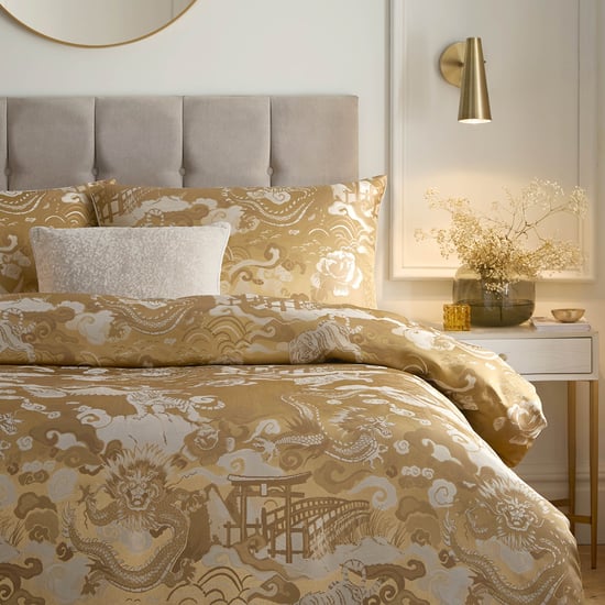 Paoletti Baransu Jacquard Duvet Cover Set, King, Gold - Image 2