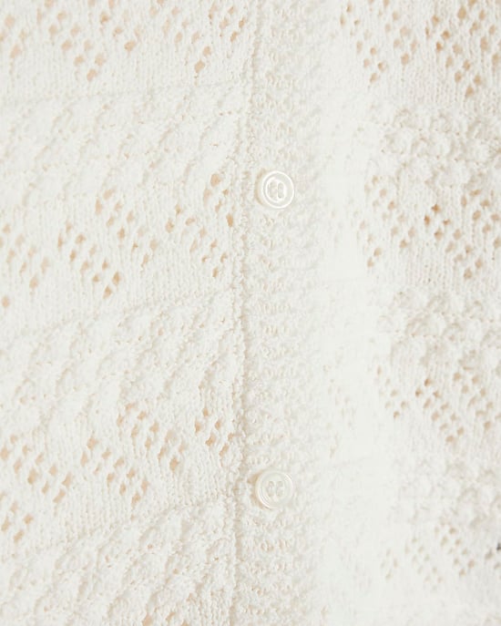River Island Girls Jumper Cream Asymmetric Textured - Image 3