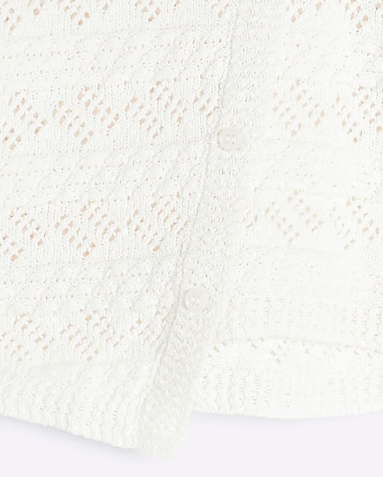 River Island Girls Jumper Cream Asymmetric Textured - Image 4