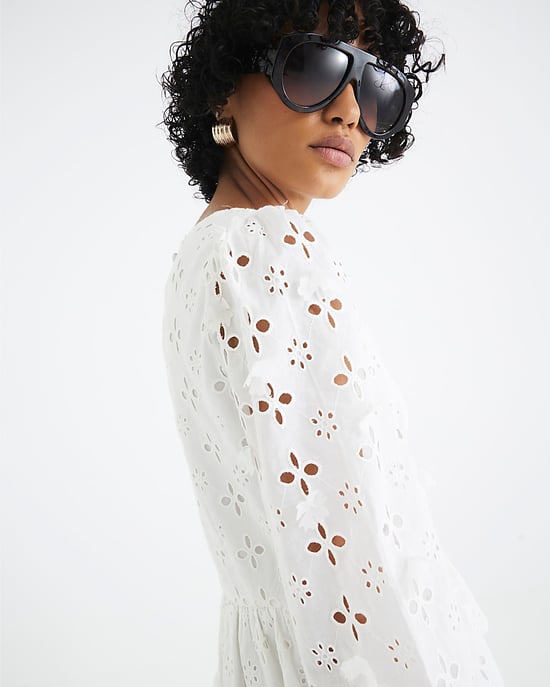 River Island Womens Blouse White Long Sleeve Broderie Peplum - Image 4