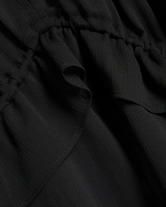 River Island Womens Blouse Black Chiffon Ruffled Tie Detail - Image 4