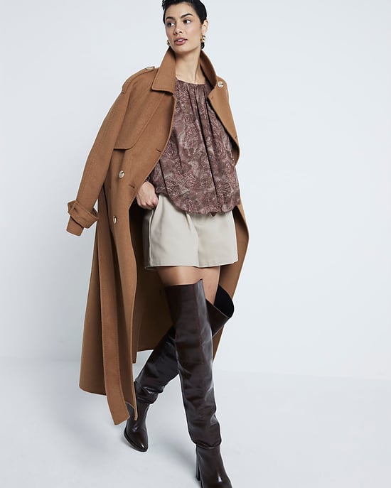 River Island Womens Blouse Brown Chiffon Paisley Bubble Hem - Image 2