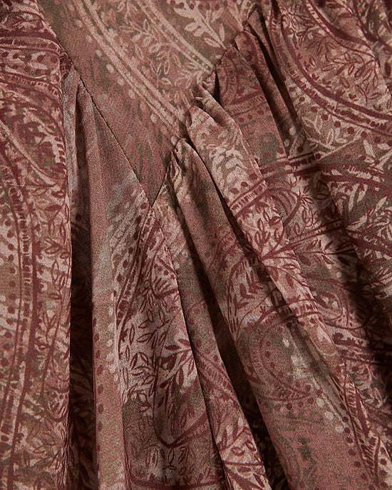 River Island Womens Blouse Brown Chiffon Paisley Bubble Hem - Image 5