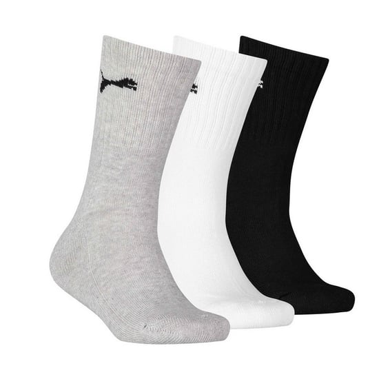 Puma Childrens/Kids Logo Crew Socks (Pack Of 3) (Black/White/Grey) - Image 1