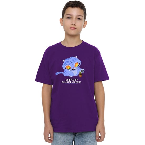 K-Pop Demon Hunters Kinder/Kids Schattig Derpy Tiger T-shirt (Paars) - Image 4