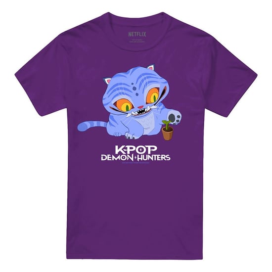 K-Pop Demon Hunters Unisex Adult Cute Derpy Tiger T-Shirt (Purple)