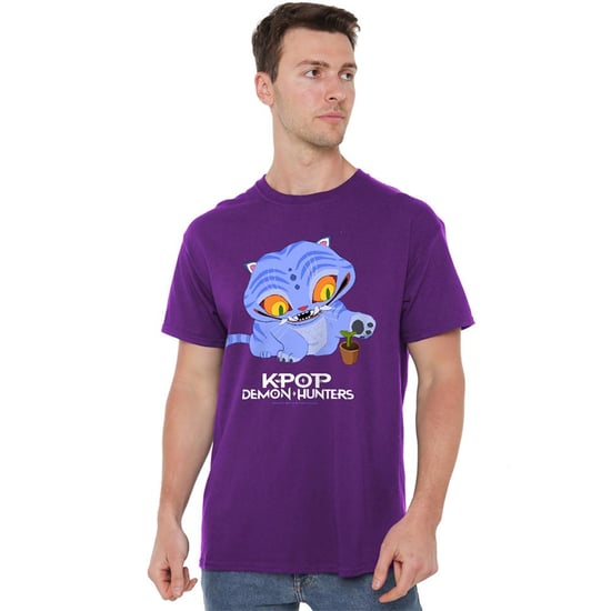 K-Pop Demon Hunters Unisex Adult Cute Derpy Tiger T-Shirt (Purple)