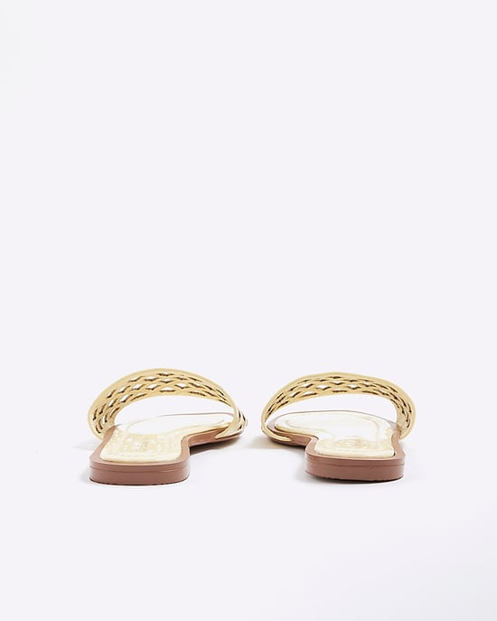 River Island Womens Mule Sandals Yellow Wide Fit Laser Cut - Image 3