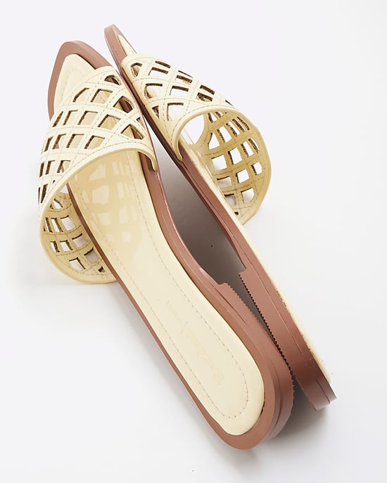 River Island Womens Mule Sandals Yellow Wide Fit Laser Cut - Image 4