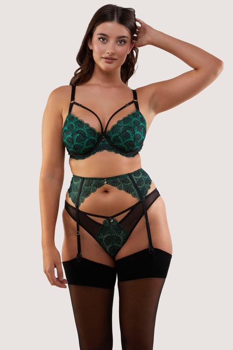 Playful Promises Mia & Jade Deco Embroidery Suspender Belt - Image 3