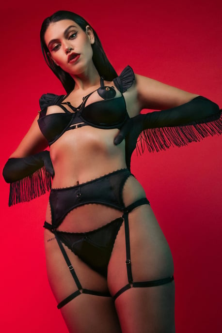 Playful Promises Noelle Satin Strappy Suspender Belt - Image 3