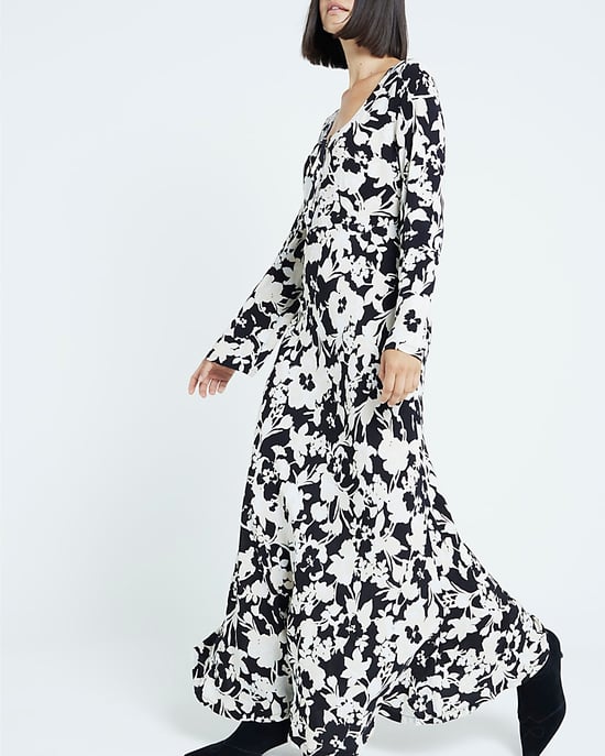 River Island Womens Midi Dress Black Floral Long Sleeve - Image 4