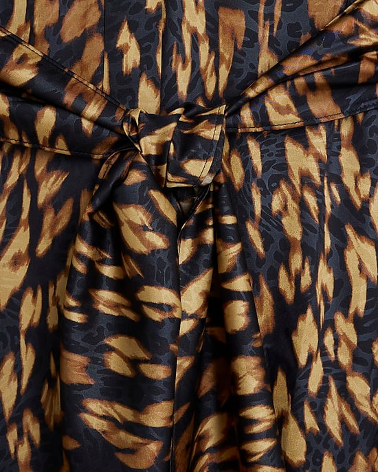 River Island Womens Midi Shirt Dress Black Leopard Print - Image 3