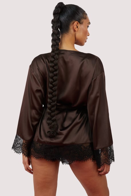 Wolf & Whistle Alaia Chocolate Brown Caged Kimono - Image 2