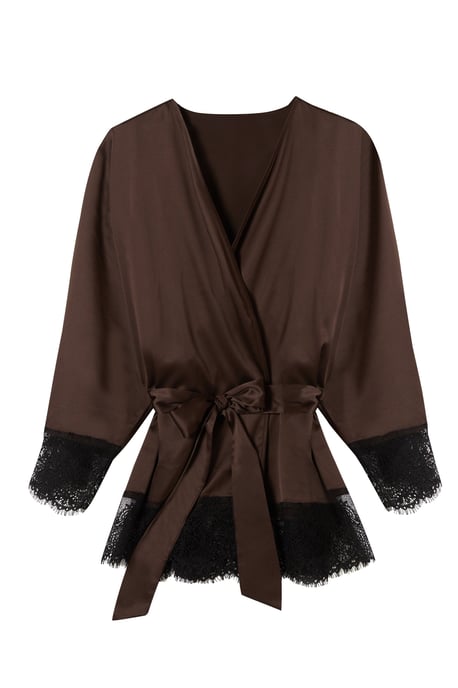 Wolf & Whistle Alaia Chocolate Brown Caged Kimono - Image 4