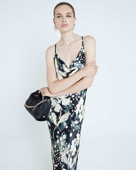 River Island Womens Maxi Slip Dress Grey Abstract Print Satin - Image 3