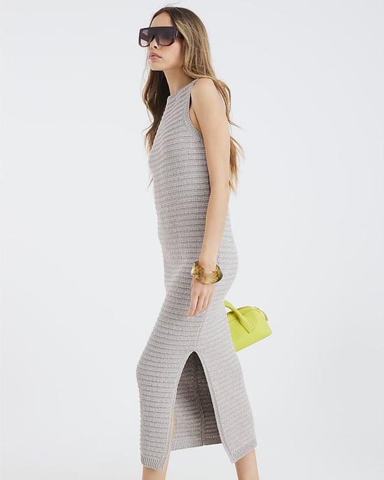 River Island Womens Maxi Dress Grey Sleeveless Metallic Crochet - Image 3