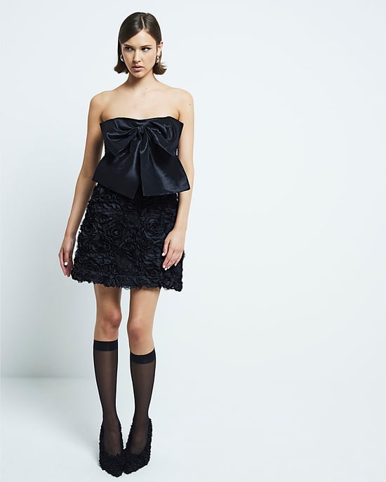 River Island Womens Mini Dress Black Bandeau Bow - Image 4