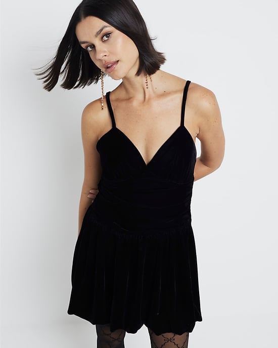 River Island Womens Mini Cami Dress Black Velvet Bubble Hem - Image 3