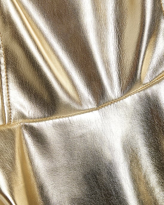 River Island Womens Mini Dress Gold Faux Leather Metallic - Image 4