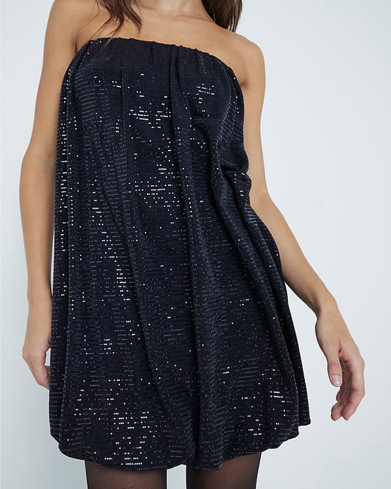 River Island Womens Mini Dress Black Bandeau Bubble Hem - Image 3