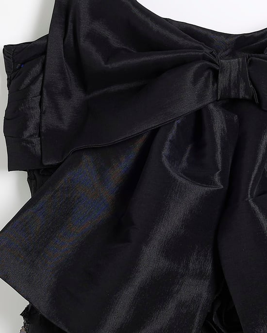 River Island Womens Mini Dress Petite Black Bandeau Bow - Image 4