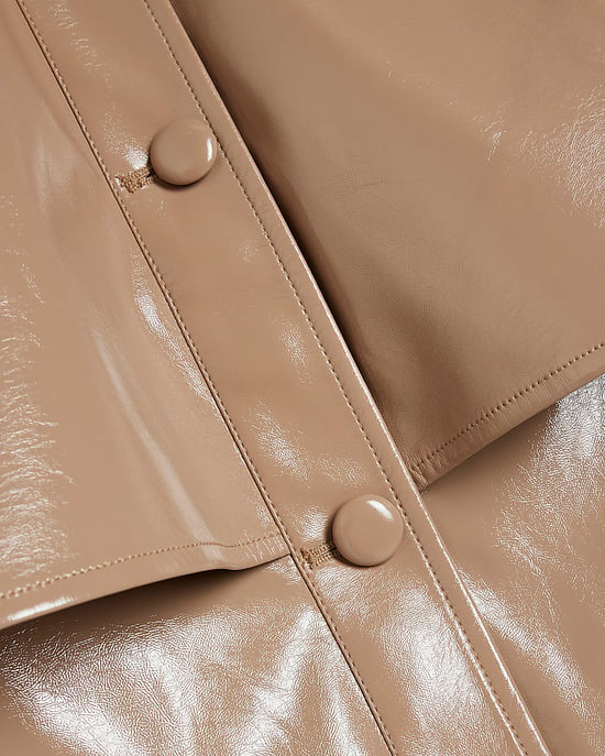 River Island Girls Cape Jacket Beige Faux Leather - Image 4