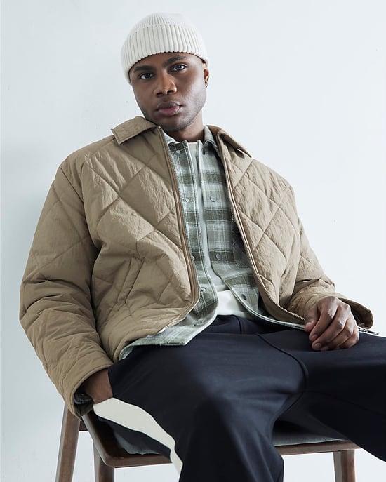 River Island Mens Jacket Beige Quilted Zip Through - Image 2