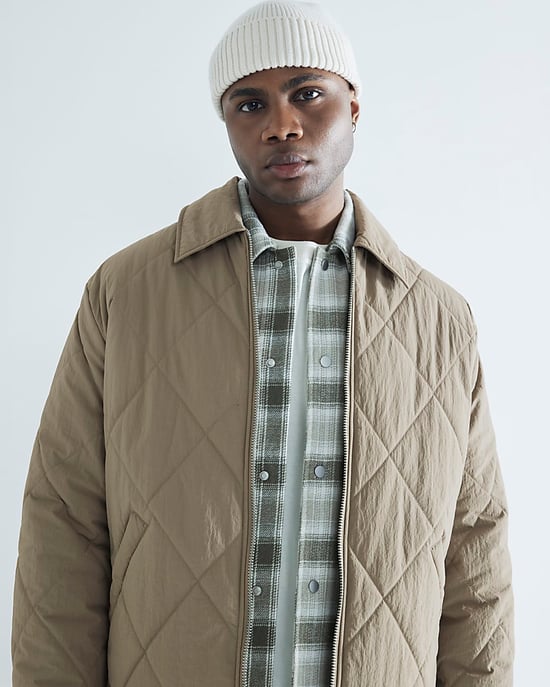 River Island Mens Jacket Beige Quilted Zip Through - Image 4
