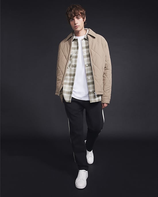 River Island Mens Jacket Beige Quilted Zip Through - Image 5