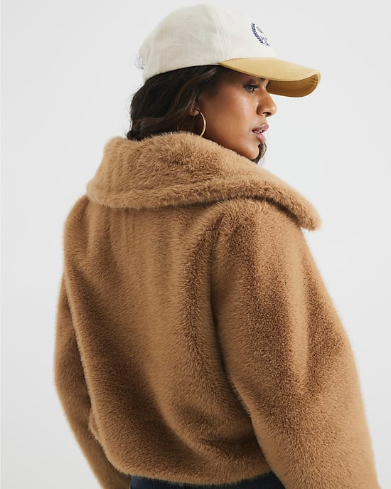 River Island Womens Jacket Petite Beige Faux Fur Button Up - Image 2