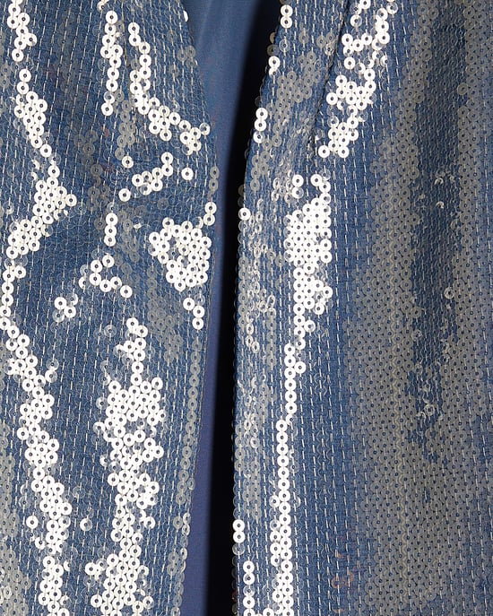 River Island Womens Blazer Petite Blue Sequin Collarless - Image 5
