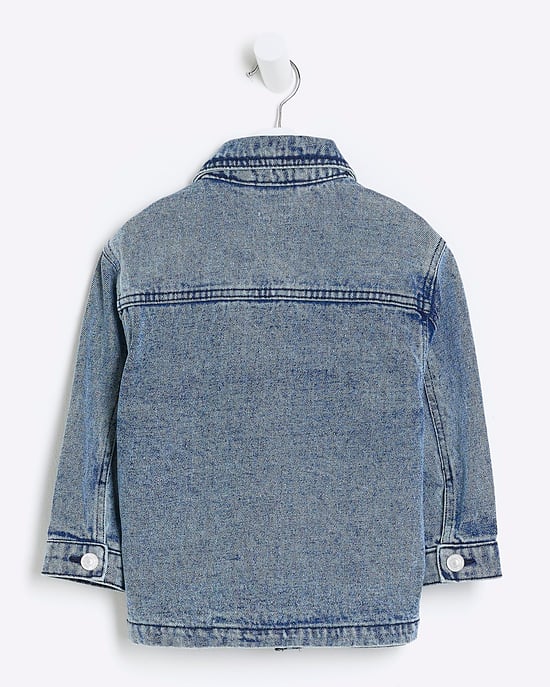 River Island Mini Boys Denim Jacket Blue Badged - Image 2