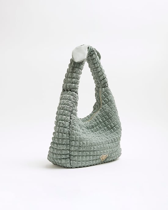 River Island Girls Shoulder Bag Khaki Nylon Scrunch - Image 5