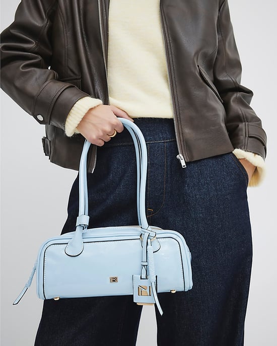River Island Womens Shoulder Bag Blue Faux Leather - Image 1
